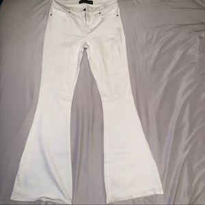 EXPRESS white mid rise flare jean